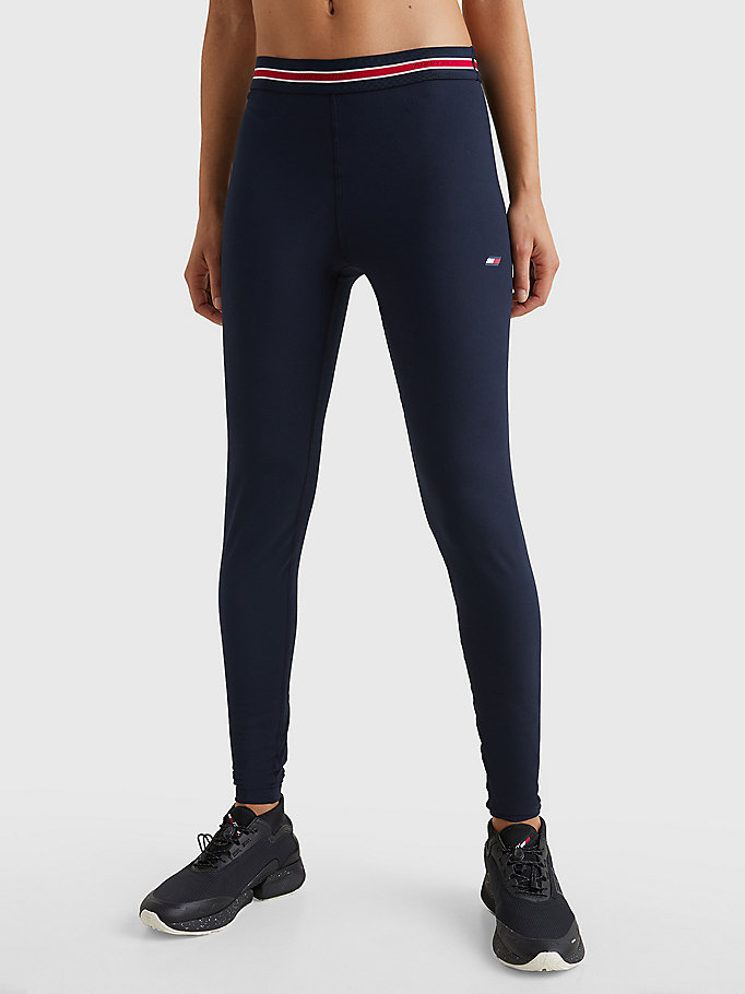 blue sport tape full length leggings for women tommy hilfiger