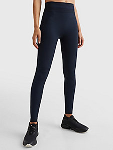 blue sport full-length shiny seamless leggings for women tommy hilfiger