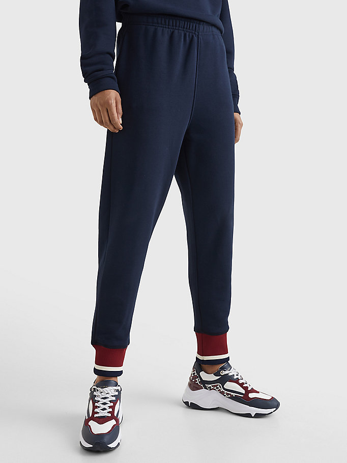 blue sport signature tape relaxed fit trousers for women tommy hilfiger