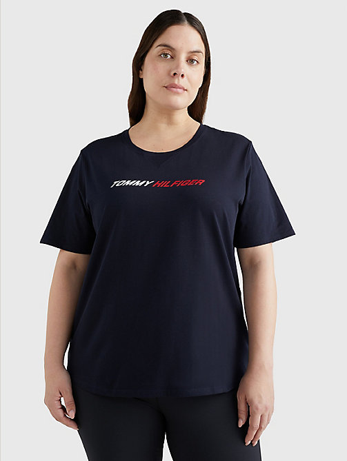 blue curve sport moisture wicking t-shirt for women tommy hilfiger