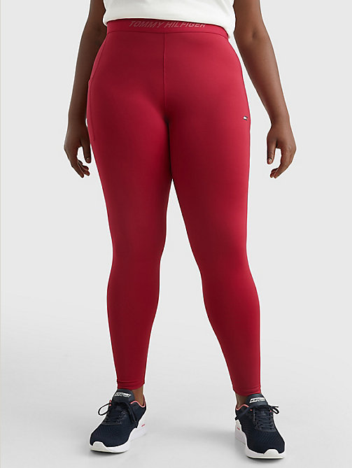 red curve sport logo waistband full-length leggings for women tommy hilfiger