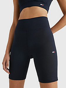 blue sport skinny fit mid rise shorts for women tommy hilfiger