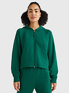green sport short relaxed fit hoody for women tommy hilfiger