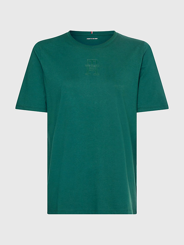 green sport t-shirt met monogram voor dames - tommy hilfiger