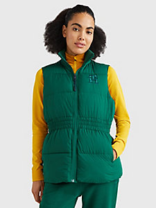 green sport waisted padded zip-thru vest for women tommy hilfiger