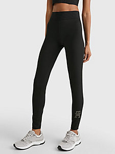 black sport skinny fit full length leggings for women tommy hilfiger