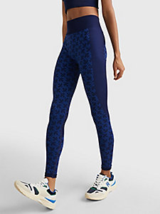 blue sport monogram print seamless leggings for women tommy hilfiger