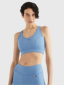 blue sport medium support rib knit bra for women tommy hilfiger