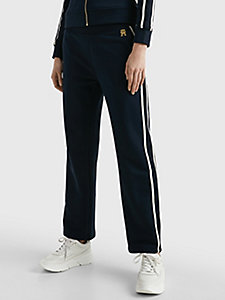 blue sport tape high rise joggers for women tommy hilfiger