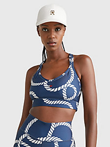 blue sport rope print low support bra for women tommy hilfiger