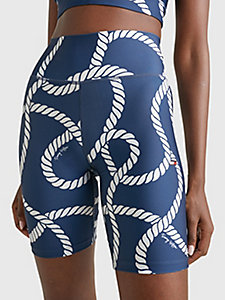blau sport skinny fit shorts mit seil-print für damen - tommy hilfiger