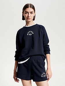 blue sport logo relaxed hoody for women tommy hilfiger