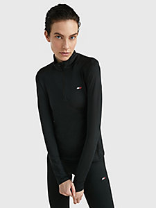 black sport essential slim fit long sleeve t-shirt for women tommy hilfiger