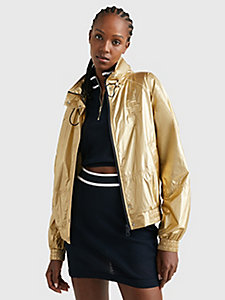 gold sport relaxed fit metallic sailing jacket for women tommy hilfiger