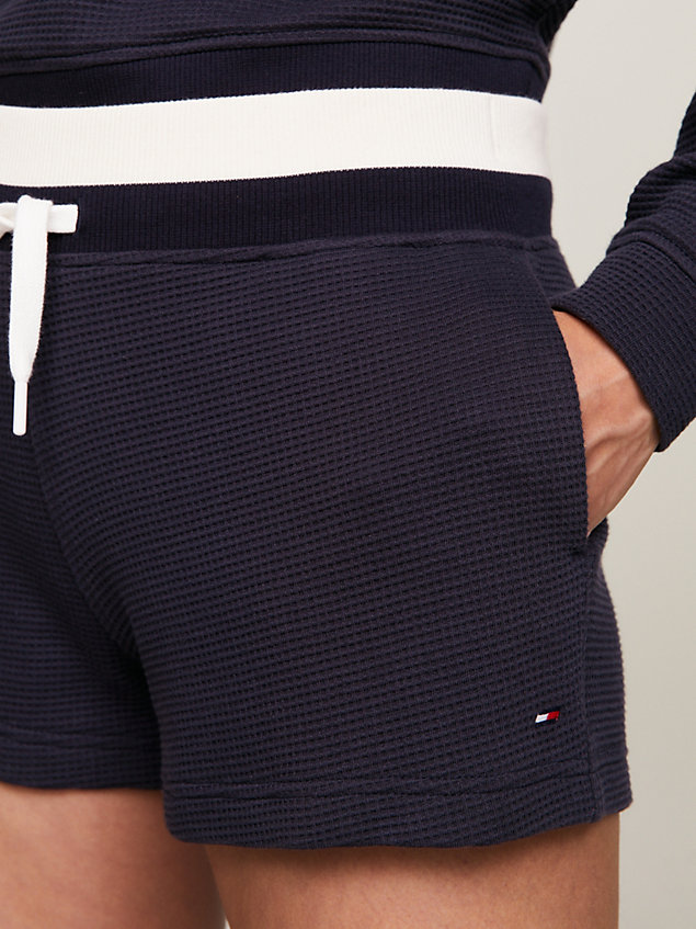 blue sport waffle texture shorts for women tommy hilfiger