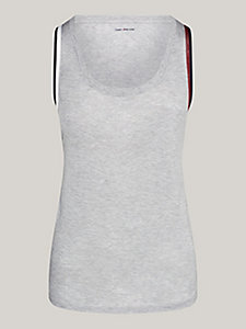 grey sport contrast tape relaxed tank top for women tommy hilfiger