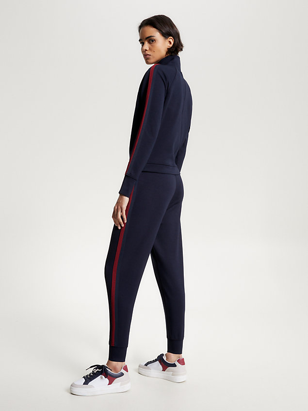 blue sport contrast tape joggers for women tommy hilfiger