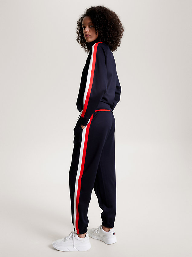 blue sport global stripe half-zip sweatshirt for women tommy hilfiger