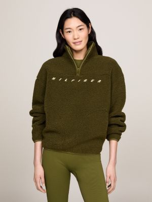 Sweat à capuche en polaire Homme Tommy Hilfiger vert kaki