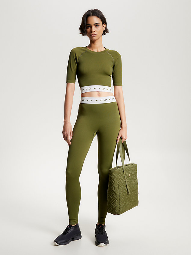 green sport seamless cropped slim fit top für damen - tommy hilfiger