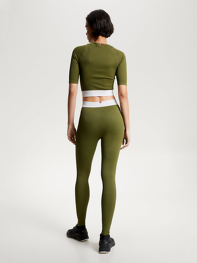 green sport seamless cropped slim fit top for women tommy hilfiger