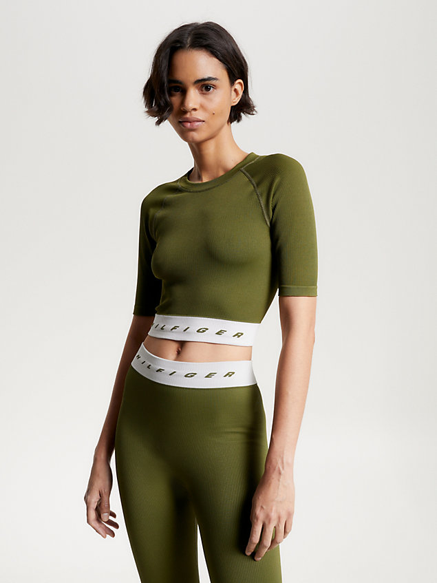 green sport seamless cropped slim fit top für damen - tommy hilfiger