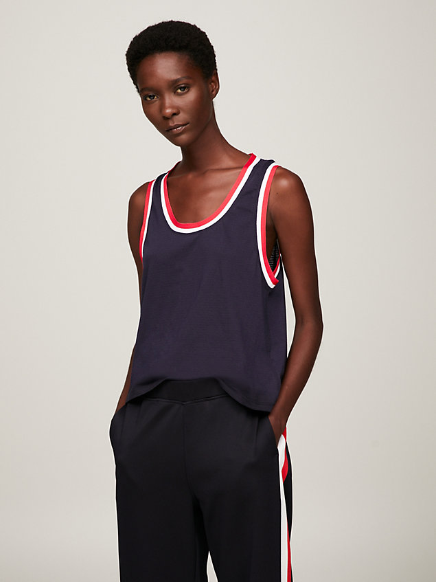 blue sport global stripe relaxed tank top for women tommy hilfiger