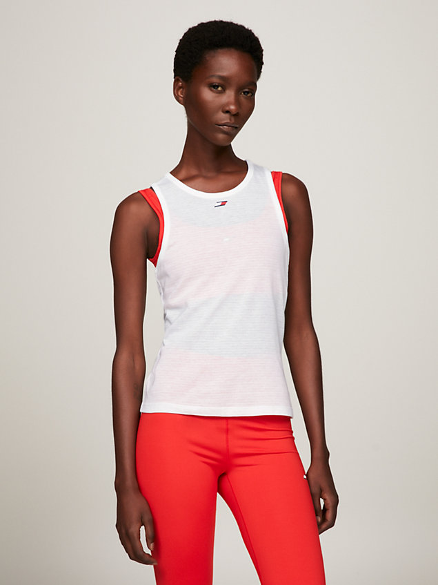 white sport essential mesh tank top for women tommy hilfiger