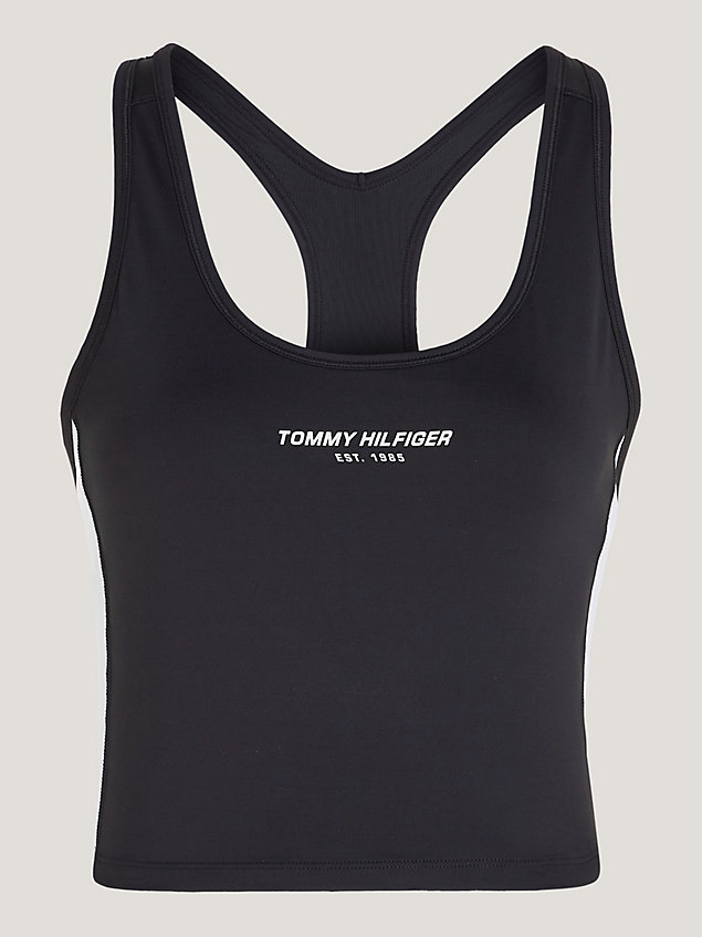 black sport racerback skinny fit tank top for women tommy hilfiger