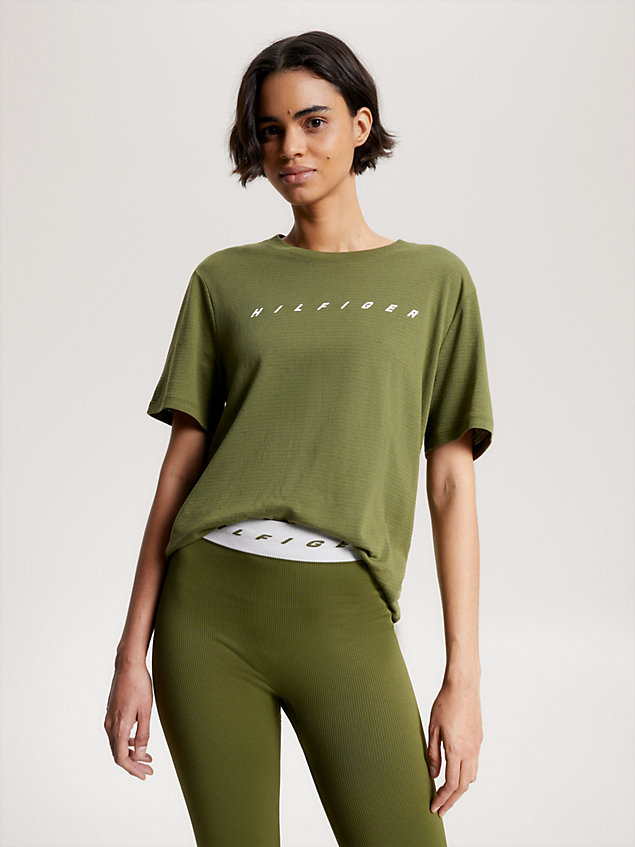 green sport relaxed fit t-shirt mit logo für damen - tommy hilfiger
