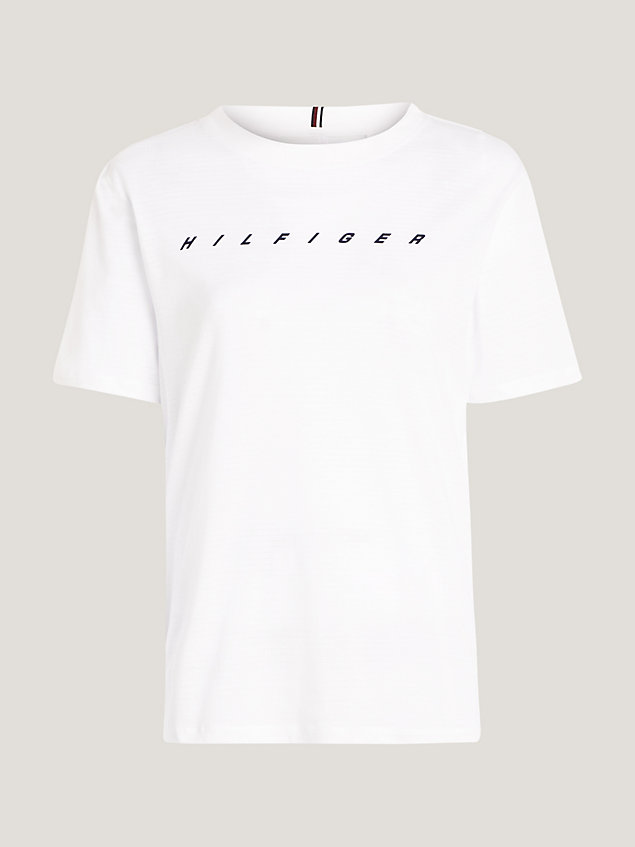 t-shirt sport relaxed fit con logo white da donna tommy hilfiger