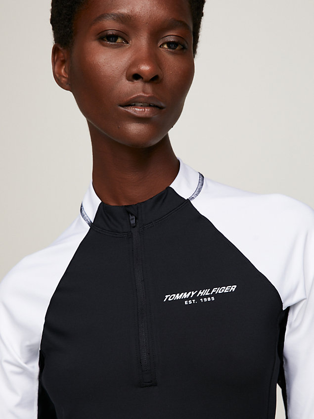 black sport half-zip long sleeve t-shirt for women tommy hilfiger