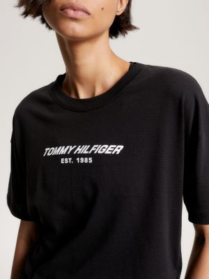 T-Shirt Logo Hilfiger Sport | Cropped Black Essential | Tommy Relaxed