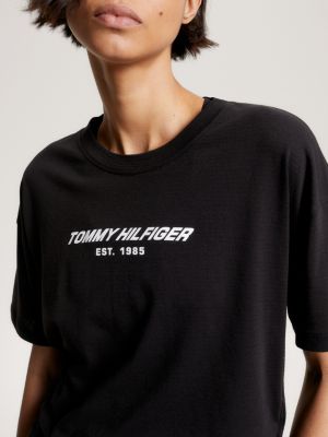 Sport Essential Relaxed Cropped Logo T-Shirt | Black | Tommy Hilfiger