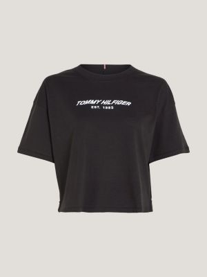 Sport Essential Hilfiger | Tommy Cropped T-Shirt | Relaxed Logo Black