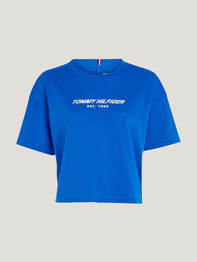 t-shirt crop sport essential relaxed fit blue da donna tommy hilfiger