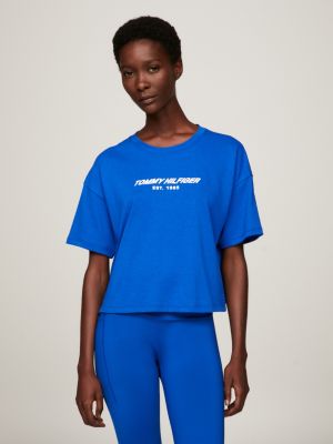 Sport Essential Relaxed Cropped Fit T-Shirt | Blau | Tommy Hilfiger