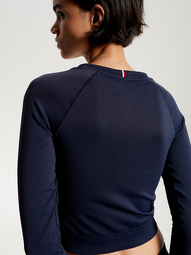 blue sport essential long sleeve slim fit t-shirt for women tommy hilfiger
