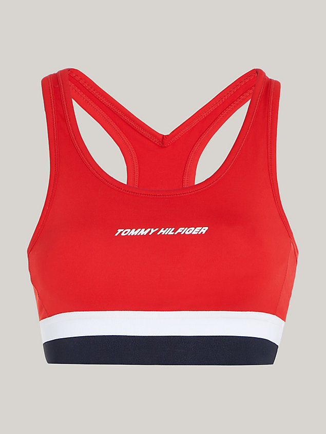 orange sport medium support bh met skinny fit voor dames - tommy hilfiger
