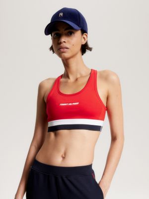 Tommy Hilfiger Sport Womens Logo Fitness Sports Bra 