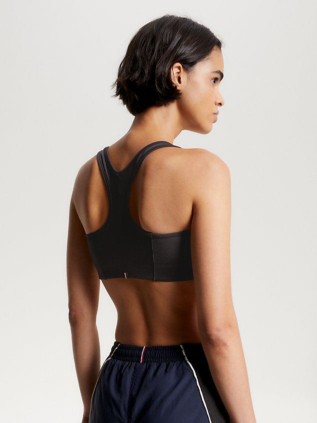 black sport essential medium support sports bra for women tommy hilfiger
