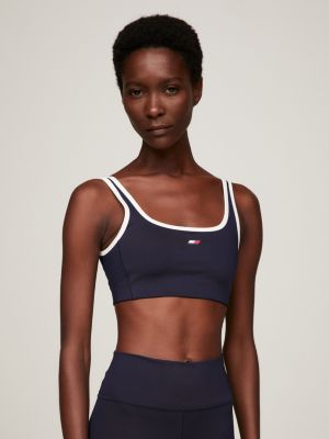 Tommy Hilfiger Sport Womens Logo Fitness Sports Bra Blue XS 