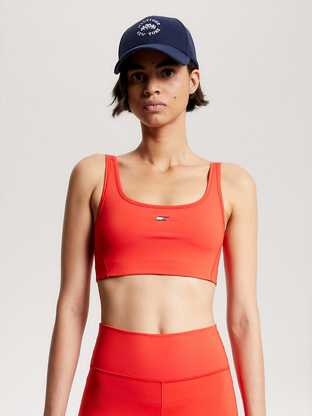 orange sport essential low support skinny fit bra for women tommy hilfiger