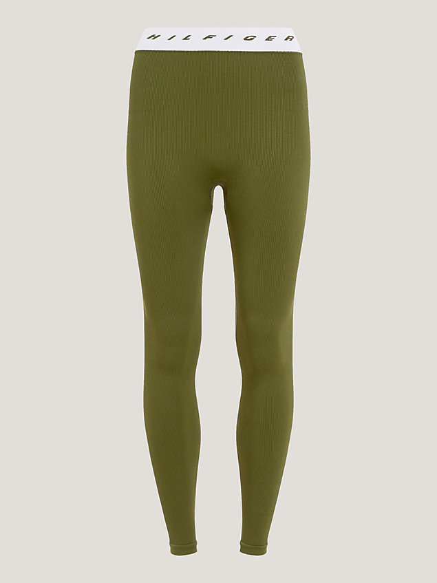green sport skinny fit leggings in voller länge für damen - tommy hilfiger