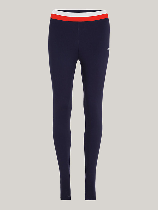 blue sport skinny fit leggings mit voller länge für damen - tommy hilfiger