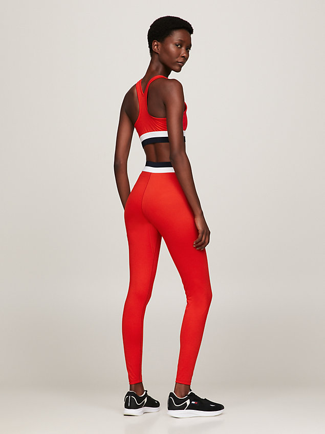 orange sport skinny fit leggings mit voller länge für damen - tommy hilfiger