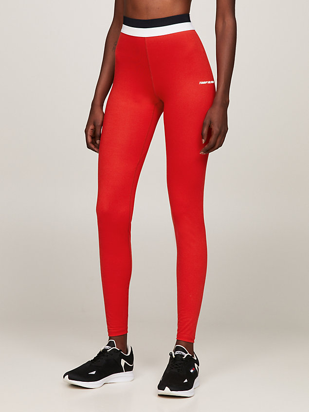 orange sport full length skinny fit leggings for women tommy hilfiger