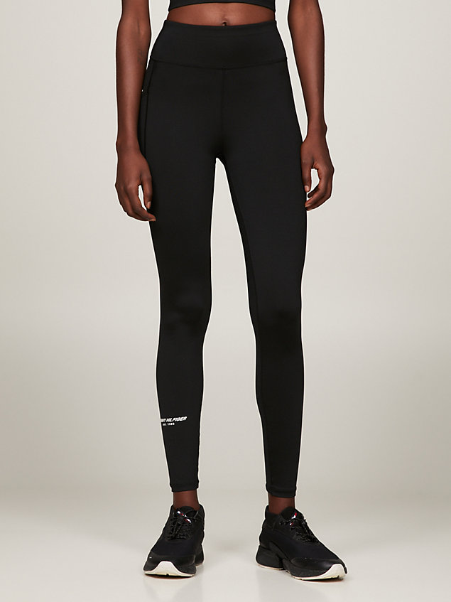 black sport essential lange skinny fit leggings für damen - tommy hilfiger