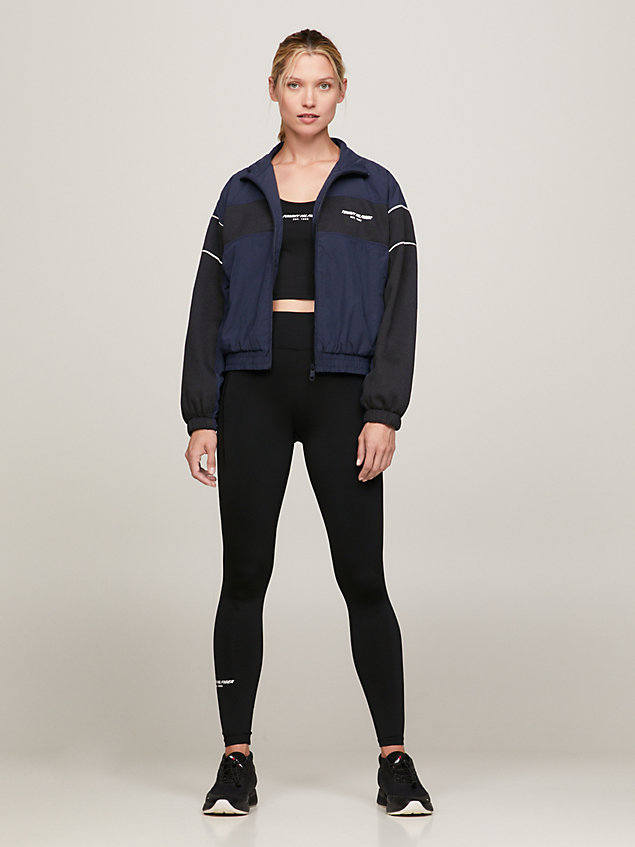 blue sport relaxed fit color block-trainingsjacke für damen - tommy hilfiger