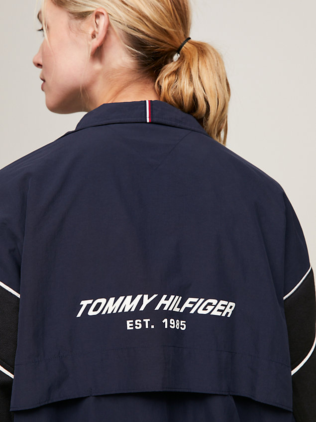 blue sport colour-blocked relaxed fit track jacket for women tommy hilfiger
